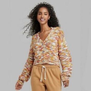 Wild Fable Space Knit Cropped Cardigan w/ fancy buttons size S NWT